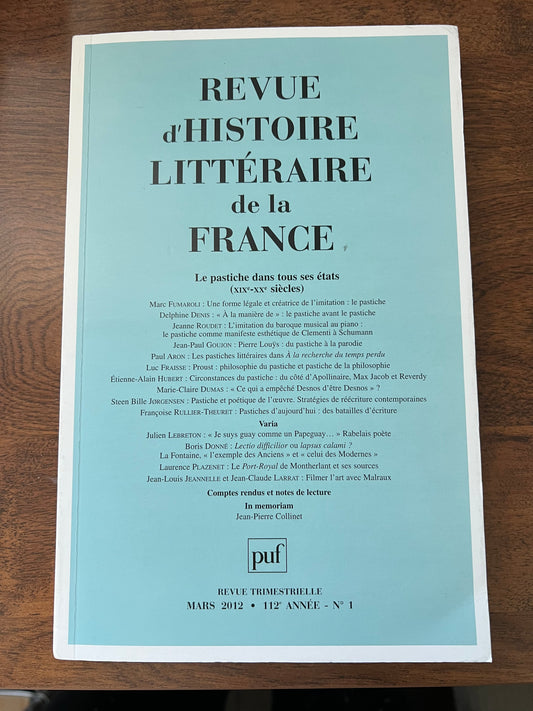 Revue d'Histoire Littéraire de la France